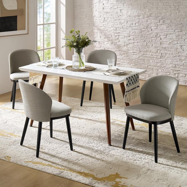 JAYDEN CREATION Holden Gray Modern Dining Chair with Solid Wood Legs Set-4