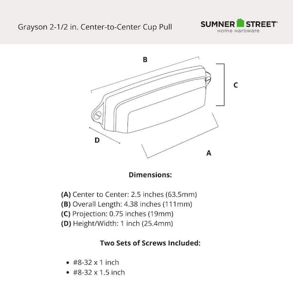 Grayson 2-1/2 in. Center-to-Center Oil Rubbed Bronze Cup Pull Grayson 2-1/2 in. Center-to-Center Oil Rubbed Bronze Cup Pull
