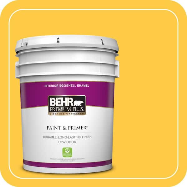 BEHR PREMIUM PLUS 5 gal. #P290-6 English Daisy Eggshell Enamel Low Odor Interior Paint & Primer