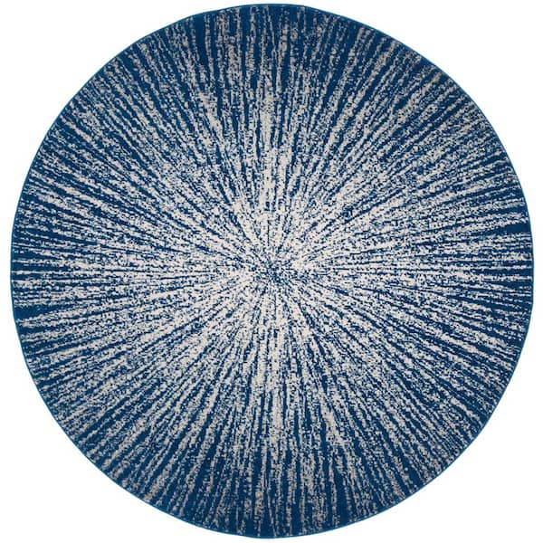 Evoke 5 ft. x 5 ft. Navy/Ivory Abstract Round Rug