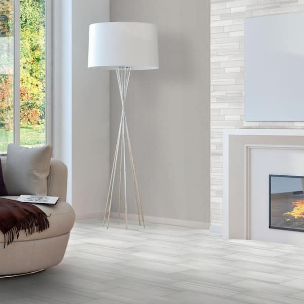 Milano Lasa White 3 in. x 24 in. Porcelain Floor and Wall Bullnose Tile (6 sq. ft. / case)