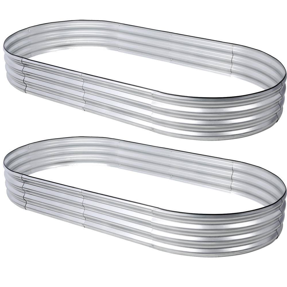 6 ft. W x 3 ft. D x 1 ft. H - Metal Garden Raised Beds Oval Planter for Flo
