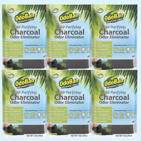 OdoBan 7 oz. Charcoal Odor Eliminator, Air Purifying Natural Non-Toxic Odor Remover and Moisture Absorber Bag 6 Pack