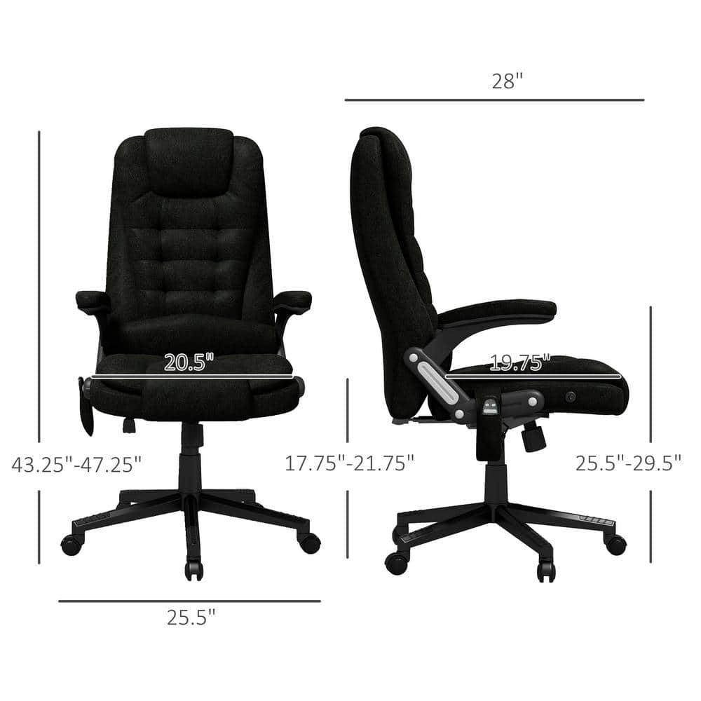 Black Fabric Massage Chair with Reclining Backrest - thumbnail 5