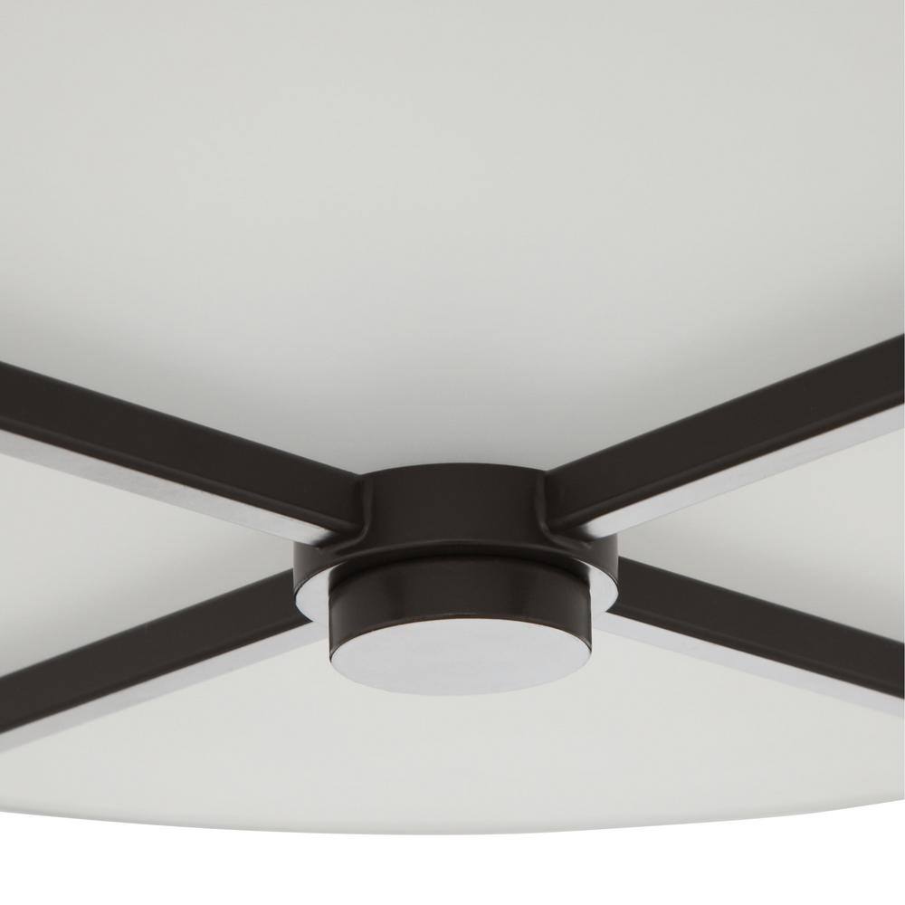 Wesley Modern Bronze Semi-Flush Mount with Off-White Drum Shade