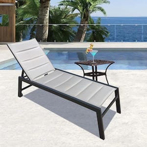 75 in. Outdoor Patio 5-Position Adjustable Aluminum Chaise Lounge Chair in Grey