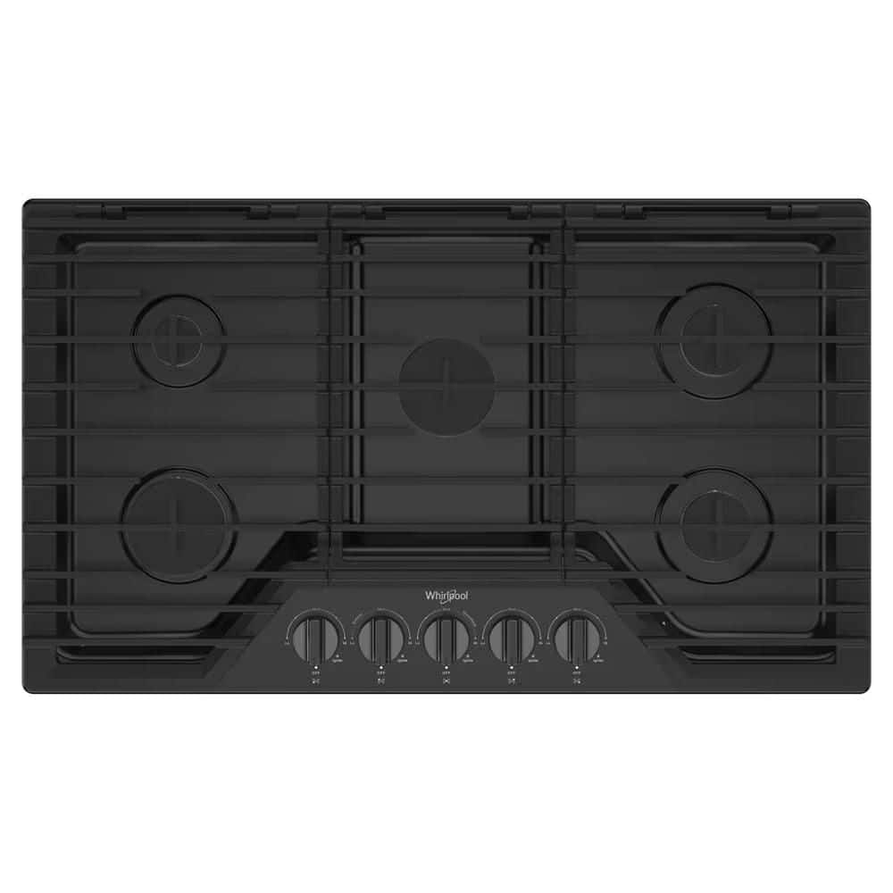 36 in. 5 Burners Recessed Gas Cooktop in Black Stainless with EZ-2-Lift Hinged Cast-Iron Grates