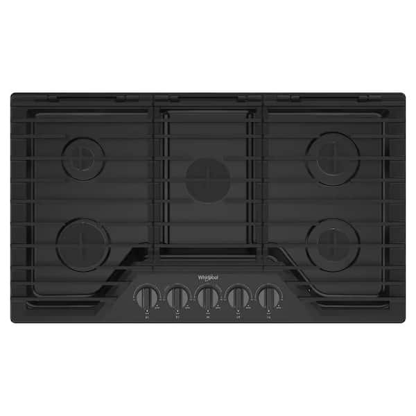 36 in. 5 Burners Recessed Gas Cooktop in Black Stainless with EZ-2-Lift Hinged Cast-Iron Grates