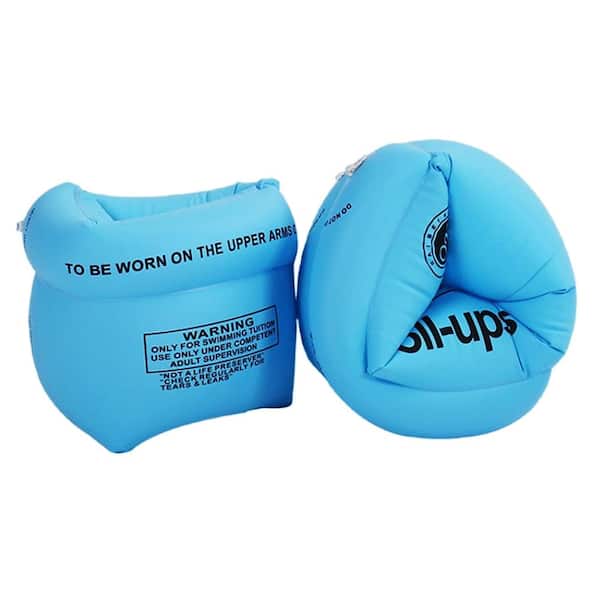 2-Piece Arm Floaties Swim Bands for Kids and Adults, Inflatable PVC Pool Armbands, Blue