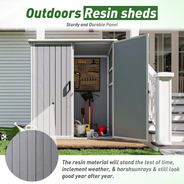 Sizzim 5 ft. W x 3 ft. D Outdoor Gray Resin Storage Shed with