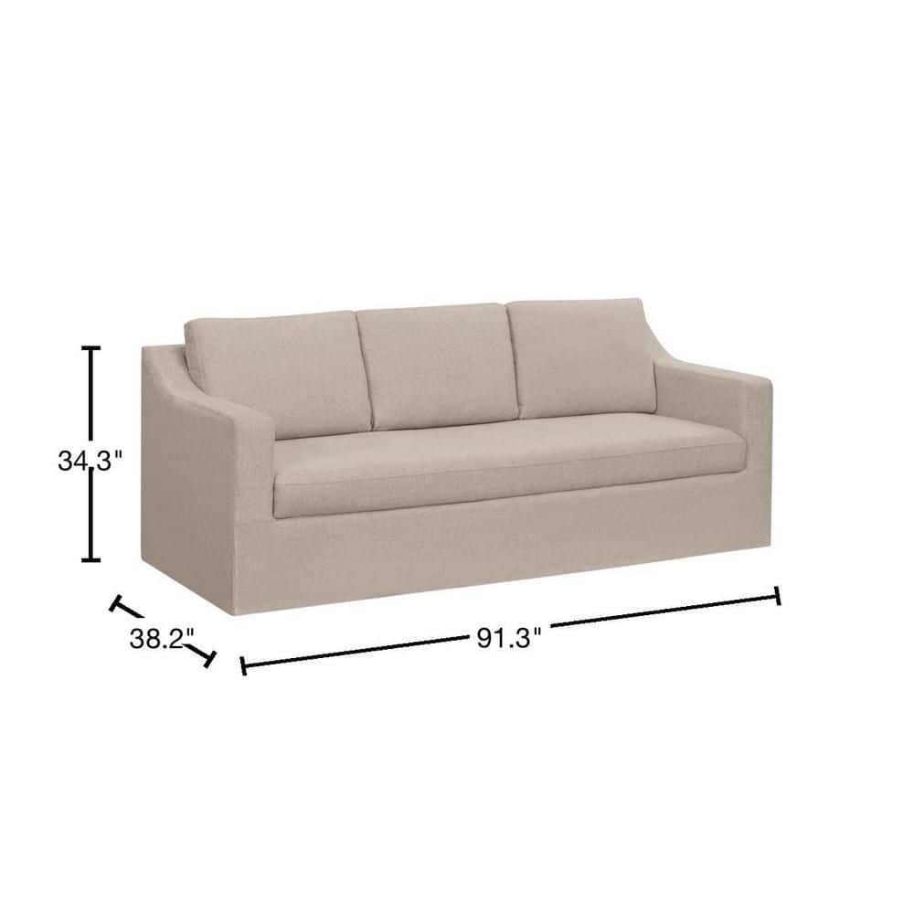 Daphne 91.7 in. Skirted Upholstered Queen Size Sofa Bed in Oatmeal - thumbnail 3
