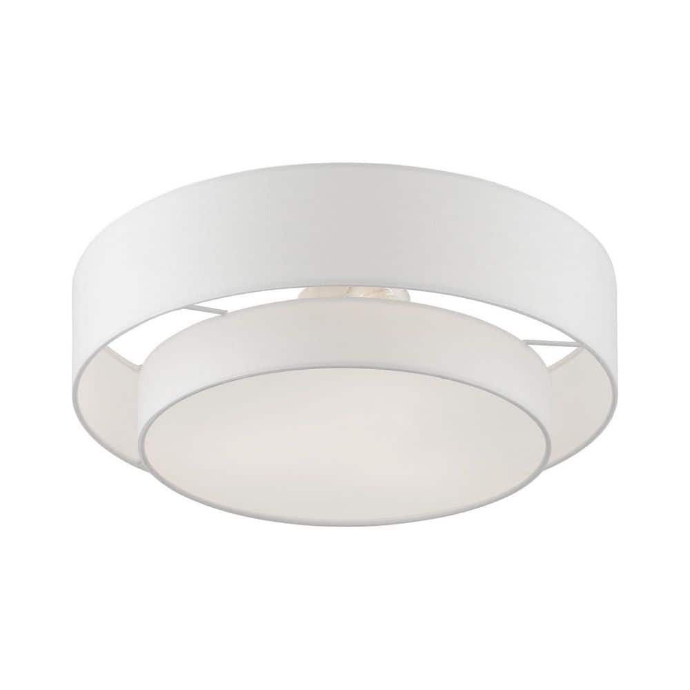 Meridian Brushed Nickel 3-Light LED Semi-Flush Mount with Glass Diffuser