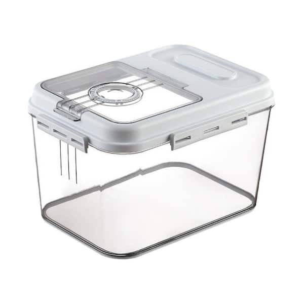 1-Piece Airtight Bread Storage Container Set with Time Recording Dial, Kitchen Bread Box for Homemade Loaf, White