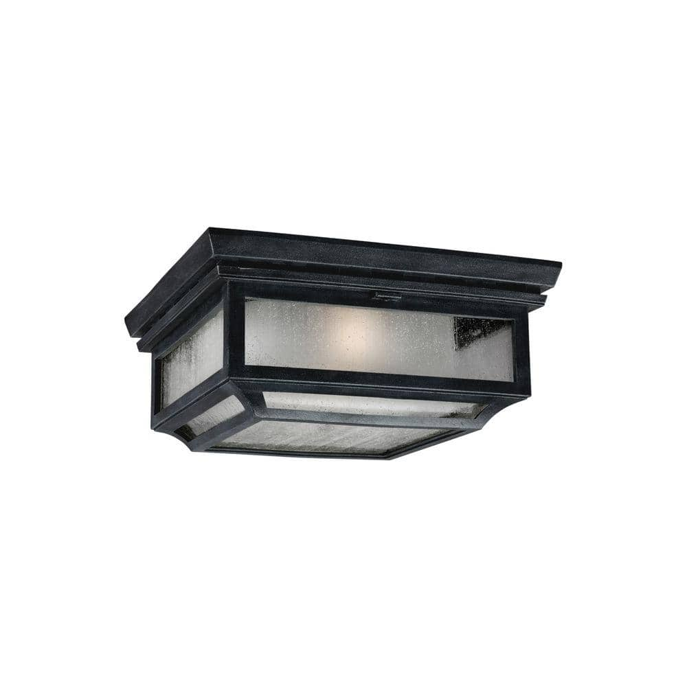 Generation Lighting Shepherd 13 in. W. 2-Light Dark Weathered Zinc ...