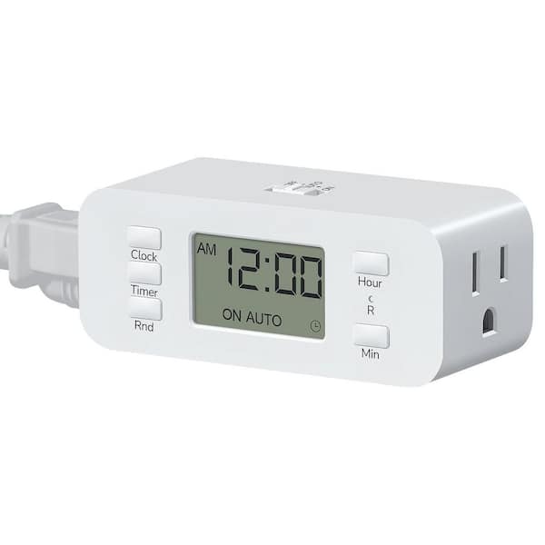 Programmable Digital Timer 15 Amp 125V 1440 min Outdoor Chronologic Grounded Outlets Programmable Smart Timer - White