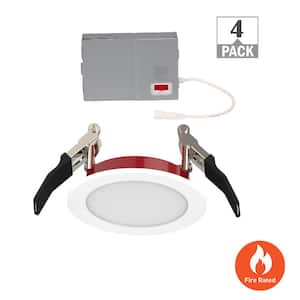 3 in. Fire Rated Canless Integrated LED Recessed Light Trim Downlight 500 Lumens Adjustable CCT Dimmable (4-Pack)