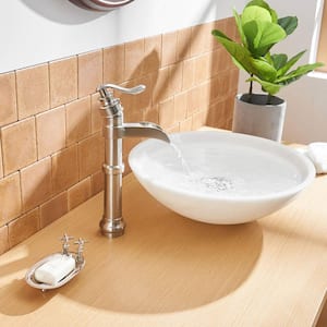 Waterfall Single Hole Single-Handle Vessel Bathroom Faucet With Pop-up Drain Assembly in Brushed Nickel