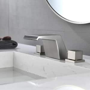 Lilac 3 Hole 2-Handle Waterfall Bathroom Faucet in Brushed Nickel
