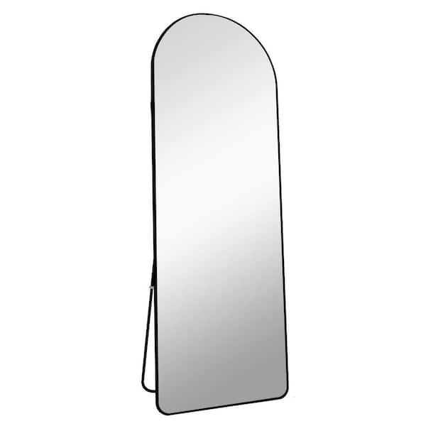 Unbranded 23 in. W x 65 in. H Arched Framed Wall Bathroom Vanity Mirror in Black