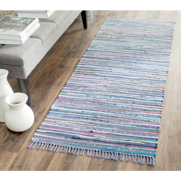 Rag Rug Purple/Multi 2 ft. x 8 ft. Striped Runner Rug