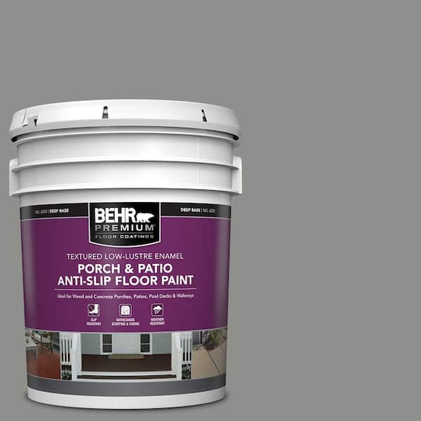 5 gal. #PPU24-20 Letter Gray Textured Low-Lustre Enamel Interior/Exterior Porch and Patio Anti-Slip Floor Paint