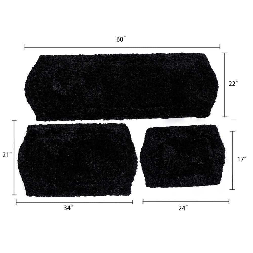 Chesapeake Black Memory Foam 3-Piece Bath Rug Set
