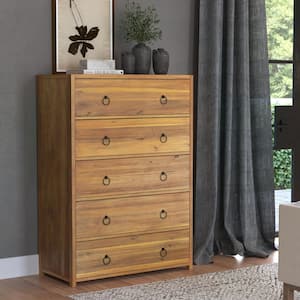 Lark Light Brown 5-Drawer 36 in. Wide Wood Dresser