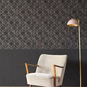 Vittorio Geometric Rose Gold Wallpaper Sample
