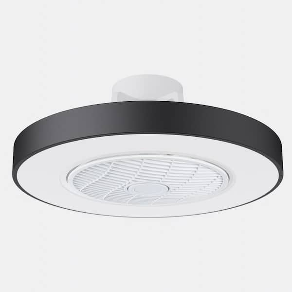 TOZING 21 in. Integrated LED Indoor Modern Black Round Style Enclosed ...