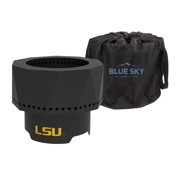 BLUE SKY OUTDOOR LIVING The Ridge NCAA 15.7 in. x 12.5 in. Round Steel Wood Pellet Portable Fire Pit - LSU Tigers