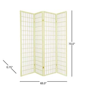 6 ft. Ivory Window Pane 4-Panel Room Divider