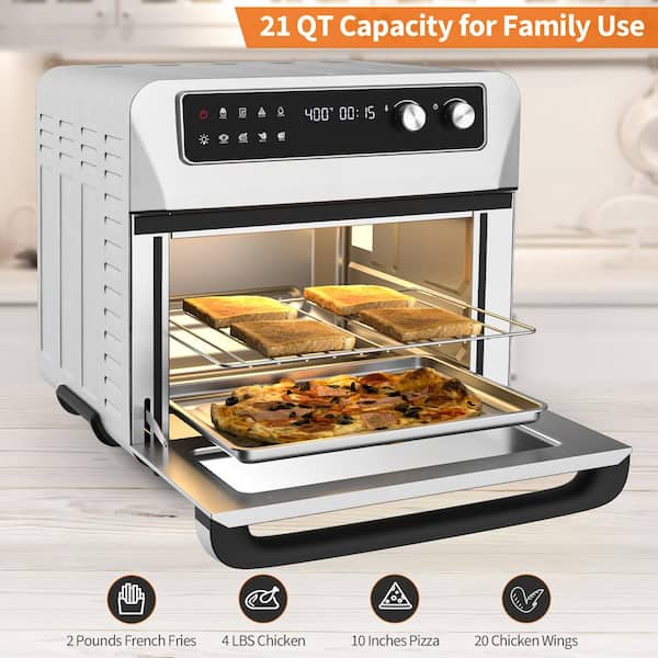   Basics 1500 Watt Large Capacity Air Oven With  Accessories, Silver, 10 Liters: Home & Kitchen
