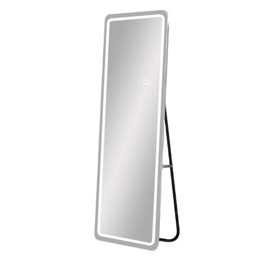 White 20 in. W x 63 in. LED Modern Full Length Rectangle Mirror with Dimmin