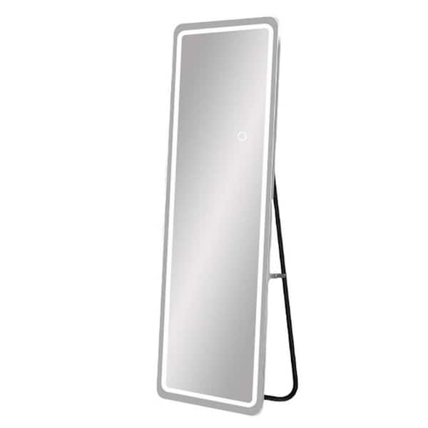 Unbranded White 20 in. W x 63 in. LED Modern Full Length Rectangle Mirror with Dimming and 3-Color Lighting