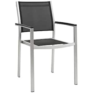 Shore Patio Aluminum Outdoor Dining Chair in Silver Black