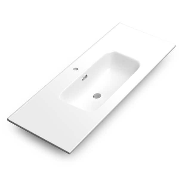 WS Bath Collections Onyx 47.8 in. Drop-In Bathroom Sink in Glossy White Ceramic