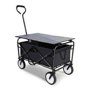 4.5 cu. ft. Steel and FabricPortable Folding Garden Cart with Metal Board Desktop