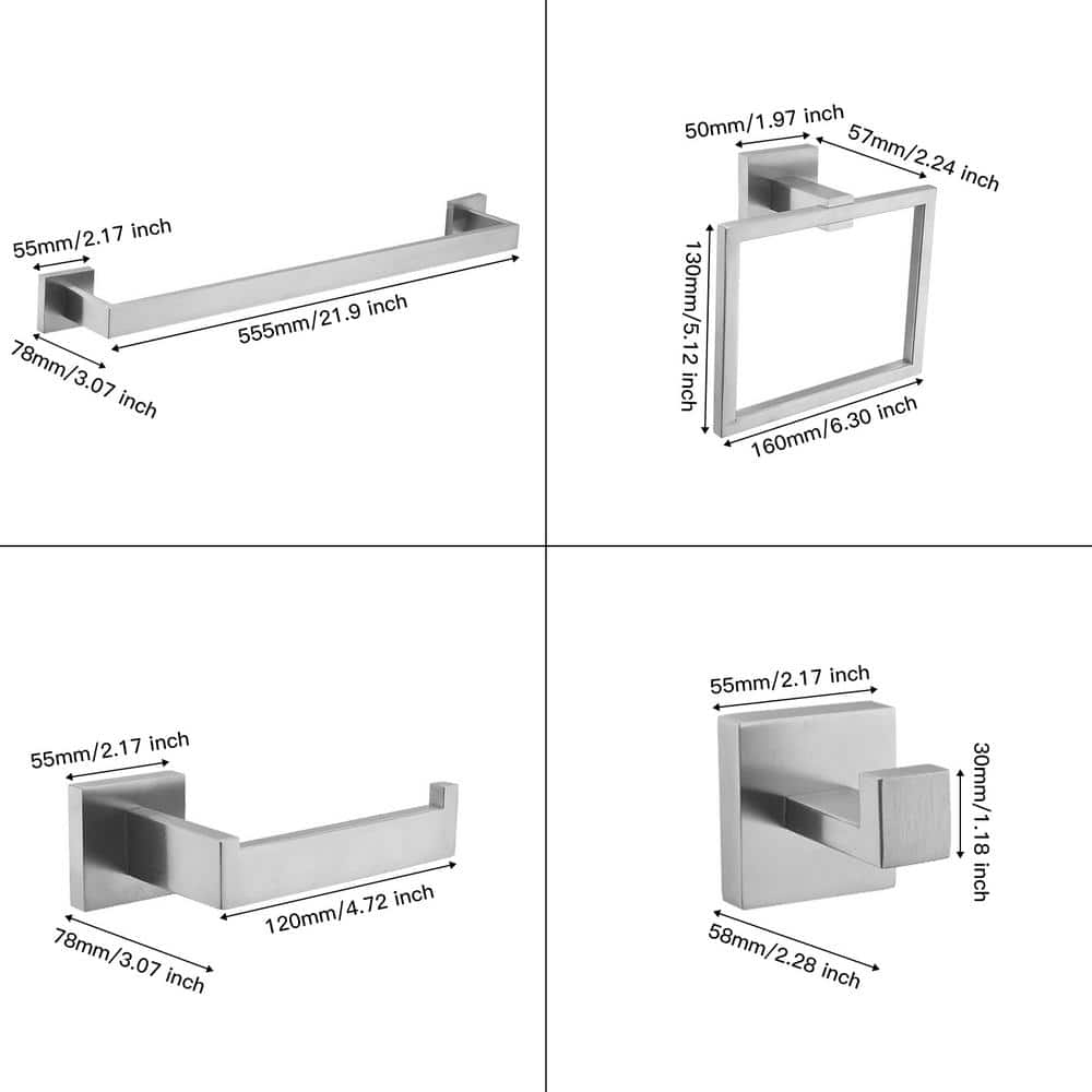 Brushed Nickel 5-Piece Stainless Steel Bath Hardware Set