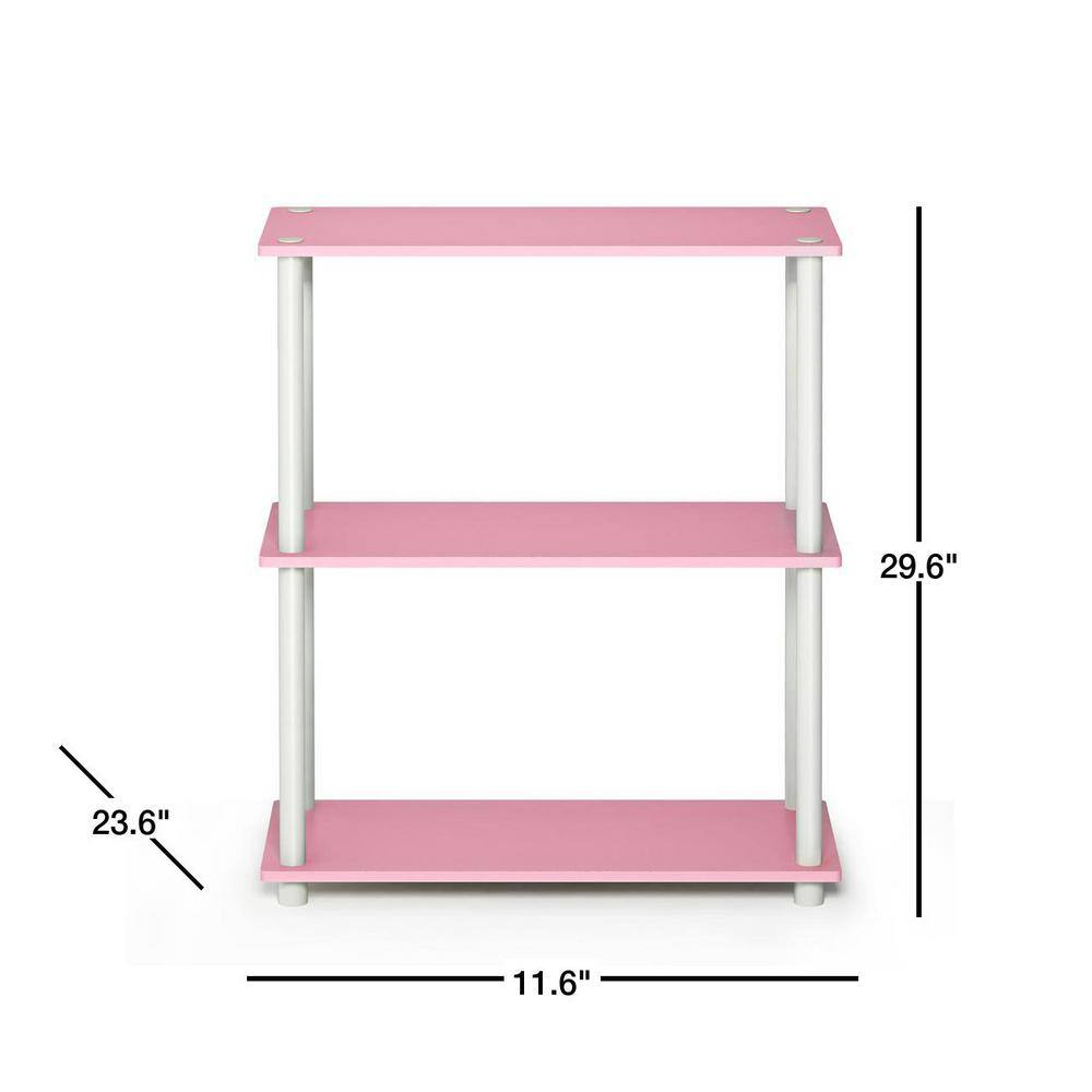 Pink and White 3-Tier Kids' Wooden Bookshelf