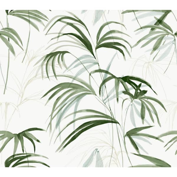 Inky Palms Green Peel and Stick Wallpaper