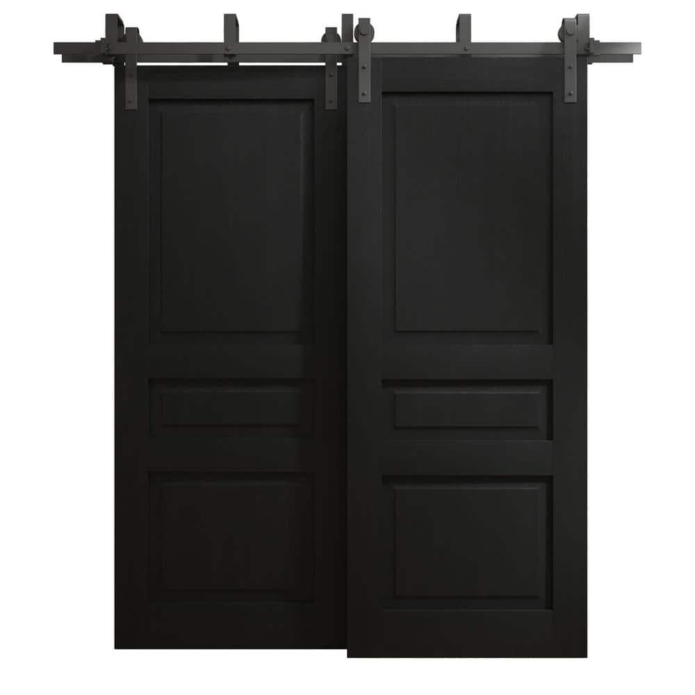 84 in. x 96 in. Painted Black Oak Color Solid Wood Barn Door Slab With Hardware price history on PriceWatchPro