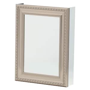 20 in. W x 26 in. H Framed Recessed or Surface-Mount Bathroom Medicine Cabinet with Deco Framed Door in Brushed Nickel