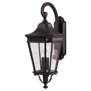 Cotswold Lane 12 in. W 3-Light Grecian Bronze Outdoor 30 in. Wall Lantern Sconce