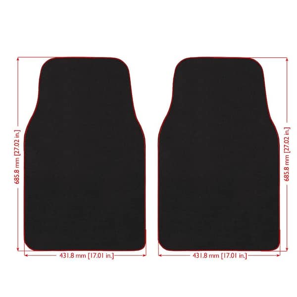 GGBAILEY Premium Car Floor Mats - Universal Fit Car Mats for Cars, SUVs, Vans and Trucks, Black with Red Edging Set (2-Piece)