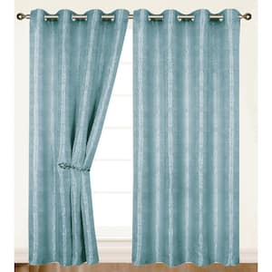 Blue Geometric Grommet Room Darkening Curtain - 55 in. W x 84 in. L