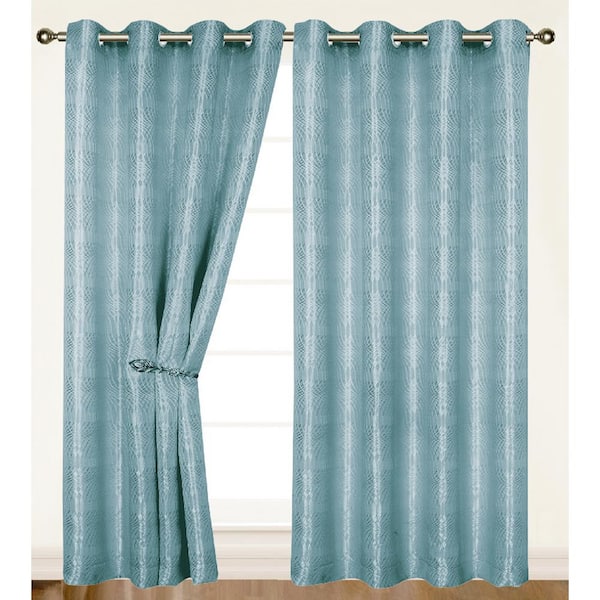 Dainty Home Blue Geometric Grommet Room Darkening Curtain - 55 in. W x 84 in. L