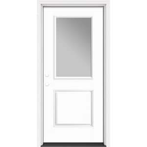 Performance Door System 36 in. x 80 in. 1/2 Lite Clear Right-Hand Inswing White Smooth Fiberglass Prehung Front Door