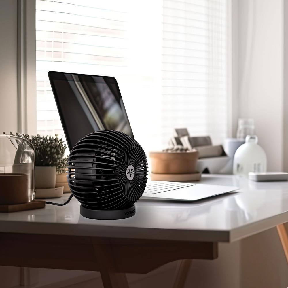 Black Glossy Modern Spherical Desk Fan with Adjustable Tilt
