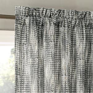 Aran Crosshatch Print Semi-Sheer Rod Pocket Curtain Panel - Gray