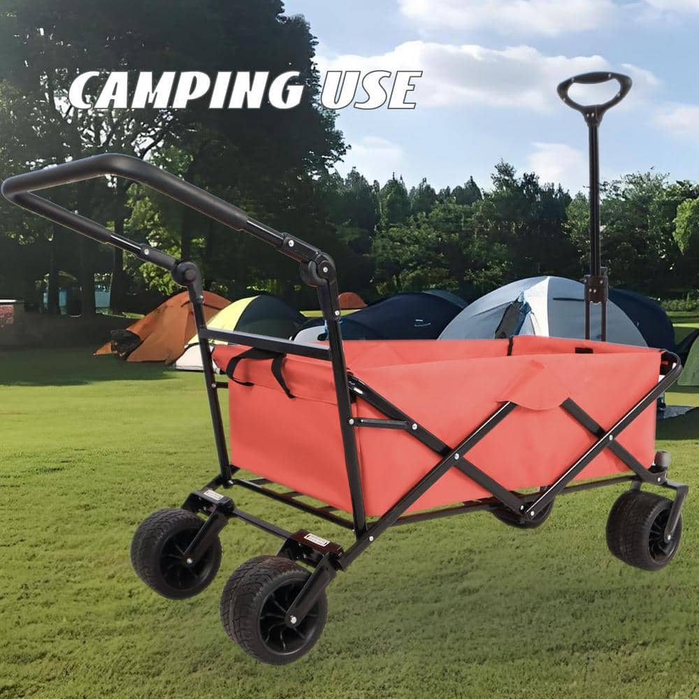 Red Steel Frame Collapsible Outdoor Utility Wagon